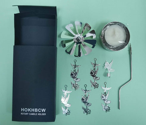 HOKHBCW Rotary Candle Holder - Spinning Metal Candleholder Gift, Dove of Peace