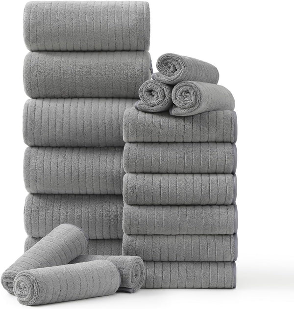Hailea 18 Piece Family Bath Towel Set Include 6 Bath Towels,6 Hand