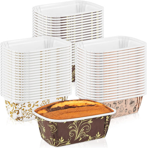 Tessco 60 Pcs Disposable Paper Loaf Pan Liners for Baking, Rectangle Mold for Bread & Cake