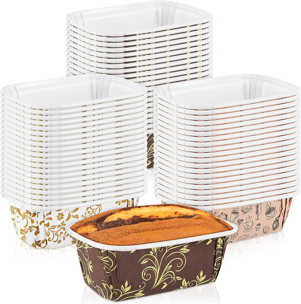Tessco 60 Pcs Disposable Paper Loaf Pan Liners for Baking, Rectangle Mold for Bread & Cake