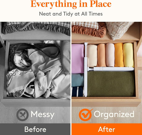 Lifewit 5 Pack Drawer Dividers, Adjustable Plastic Drawer Organizers for Clothes, Expandable Storage in