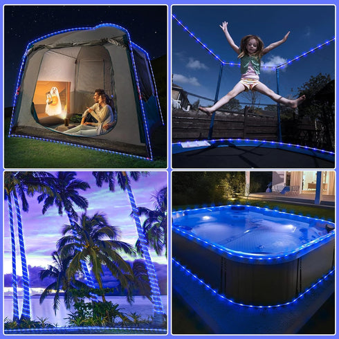 33FT 135 8 Solar Rope Lights Outdoor, LED Solar Rope Lights for Outside, Waterproof Solar Powered Fairy Light