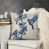 Chinoiserie Pillow Cover Blue Cherry Blossom and Birds Cotton Linen Decorative Throw Pillow Case Cushion Cover for