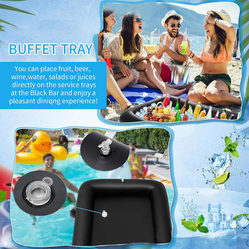 Ice Buffet Serving Tray Drink Cooler with Drain Plug, Inflatable Ice Serving Buffet Bar for Parties Food 52 x 24 x 5''