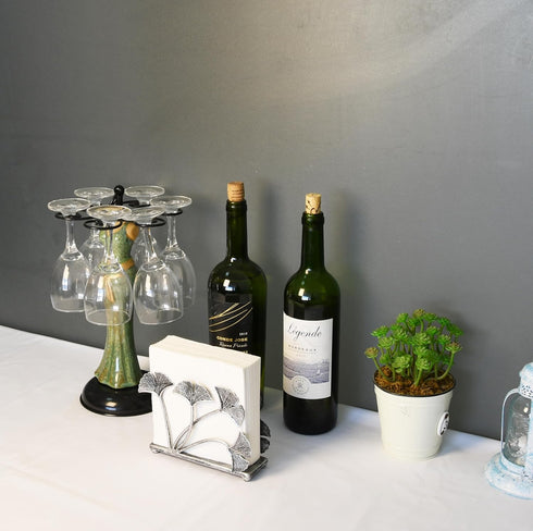 OwlGift Modern Ginkgo Leaves Design Napkin Holder - Metal Paper Napkin Storage for Kitchen, Stylish Paper Towel