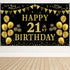 Trgowaul 21st Birthday Decorations for Her Him, Black Gold 21st Birthday Backdrop Banner, Party Supplies Photography
