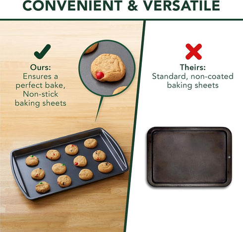 Nifty Cookie & Baking Sheets Set of 3, Non-Stick Coated Steel, Dishwasher Safe, Oven Safe