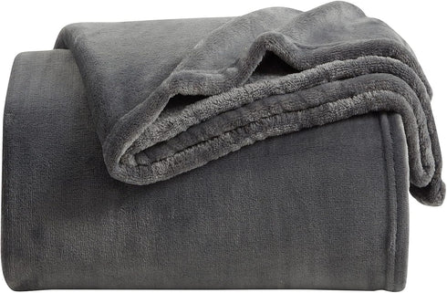 KMUSET Fleece Blanket Throw, Dark Grey, Lightweight, Super Soft Cozy Microfiber Bed Blankets
