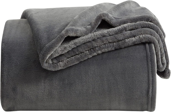KMUSET Fleece Blanket Throw, Dark Grey, Lightweight, Super Soft Cozy Microfiber Bed Blankets