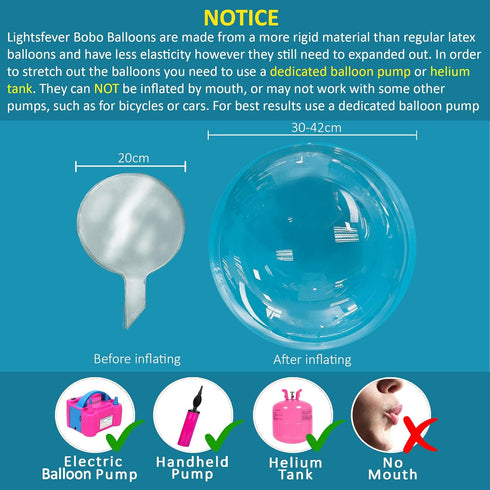 Lightsfever Warm White LED Balloons with Batteries - Clear Transparent for Helium or Air, Wedding Proposal, Birthday