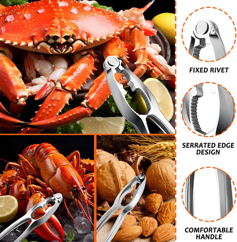 Seafood Crab Crackers and Tools, 21 Pcs Crab Leg Crackers, Nut Cracker Set, Seafood Tools Include 5 Crab Crackers, 5 Lobster Shellers, 5 Crab Leg Forks, 5 Seafood Scissors, mobzio Crab Legs Utensils