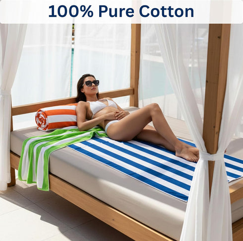 BolBom*S 6 Pack 30x60-100% Set Beach Towels Large Cotton Beach & Pool Towels Bulk Cabana Stripe - Quick Dry Bath Towel