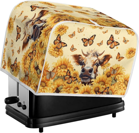 Sunflower Butterfly Printed Toaster Cover for Anti-Dust and Fingerprint, Decorative Accessories for Kitchen Small
