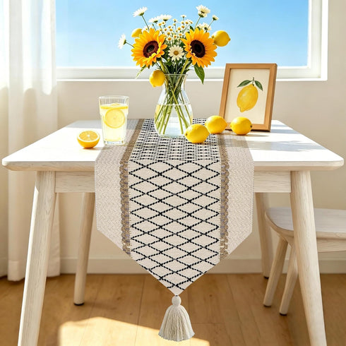 yuboo Boho Table Runner Triangular End 12 * 46 Inches, Coffee Table
