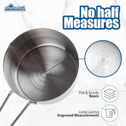 EHOMEA2Z Stainless Steel Measuring Cups Set, 4Pc Metal Culinary Gadgets for Kitchen