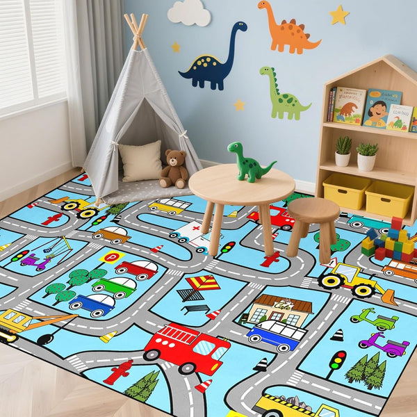 4.5x6 Feet Car Play Mat for Kids, Race Car Rug for Nursery