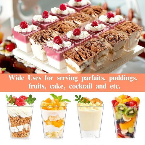 20 Pack 5 oz Rouceyxin Plastic Dessert Cups with Lids and Spoons, Yogurt Parfait Appetizer Cup with Lids for Party