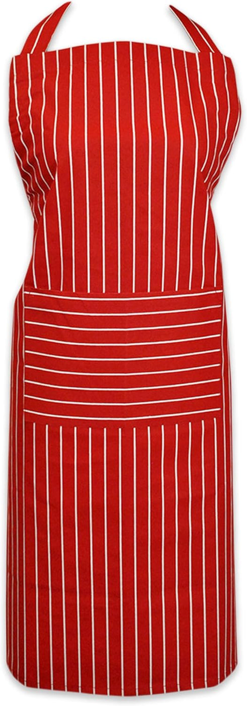 DII Chef Stripe Kitchen Apron - Professional and Commercial Grade, Tango Red