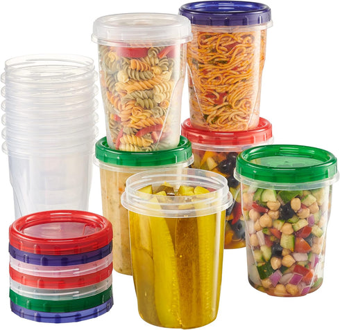 ELEGANT DISPOSABLES 32 oz Plastic Food Storage Containers, Reusable Leak Proof Pack of 12