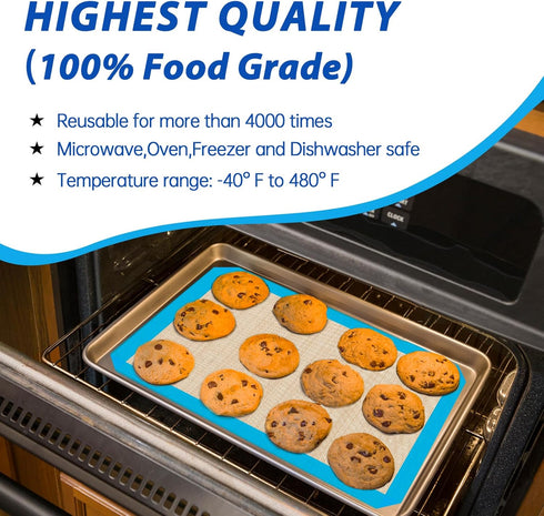 UBeesize 3 Pack Silicone Baking Mats, Non-Stick Oven Liners, Reusable Food Safe Cookie Sheets for Baking
