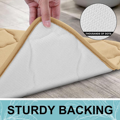 OLANLY U-Shaped Memory Foam Toilet Rugs 24x20, Ultra Soft Non-Slip Thick Bath Mat, Machine Wash Dry, Beige