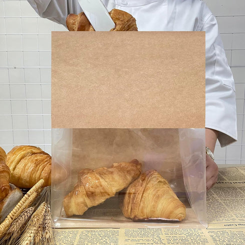 BIUBIU Large Bread Bags for Homemade Bread, Sourdough Bakery Bags with Window, 25ct Brown Kraft Paper