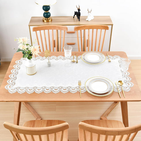 24 48 Inch Wolkemer Small Rectangle Tablecloth Elegant White Lace Jacquard Side Coffee Table Tablecloth Dining Table