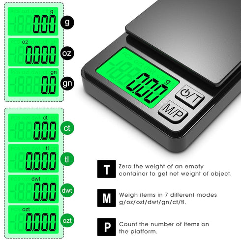 Pocket Scale, 1000g x 0.01g Precision Gram Scale, Small Digital Scale Grams Ounces Grains, Kitchen Scale, Jewelry Scale for Gold, Gem, Coffee, Herb, Great for Travel Food Scale