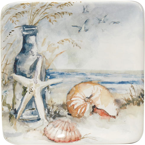 Certified International Coastal Landscape 6" Canape Plates, Assorted Designs, Multicolor, Set of 4