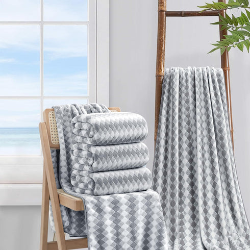 Set 4Pack-35x70 Towel,600GSM Set Bath Towel Gray Ultra Soft Microfibers Bathroom Towel Extra Large Plush Bath Sheet