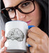3dRose 15oz Two Tone Blue Coffee Mug, Unique Brain Themed Gifts for Science Lovers