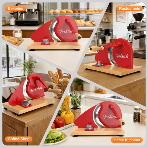 LockTide Manual Bread Slicer for Homemade Sourdough Bread, Hand Crank Bread Slicer With Scale Line, Suction Cup