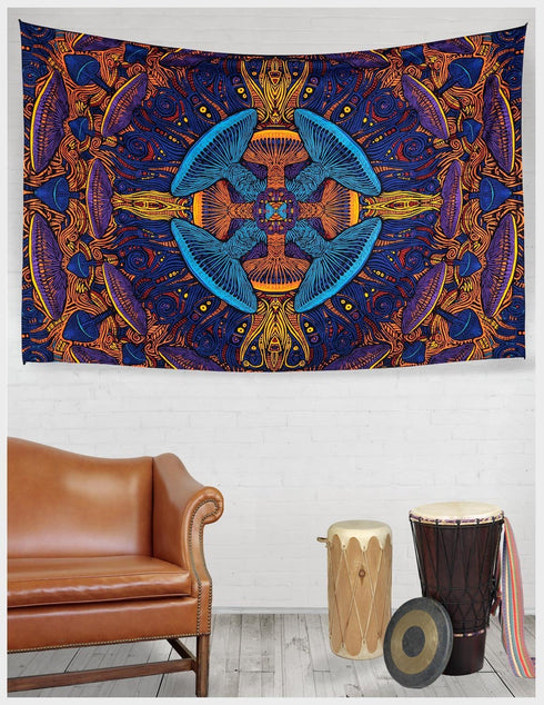 3D 60x90 Inches 3D Sunshine Joy Magic Mushroom Tapestry Tablecloth Wall Art Beach Sheet Huge - Amazing Effects