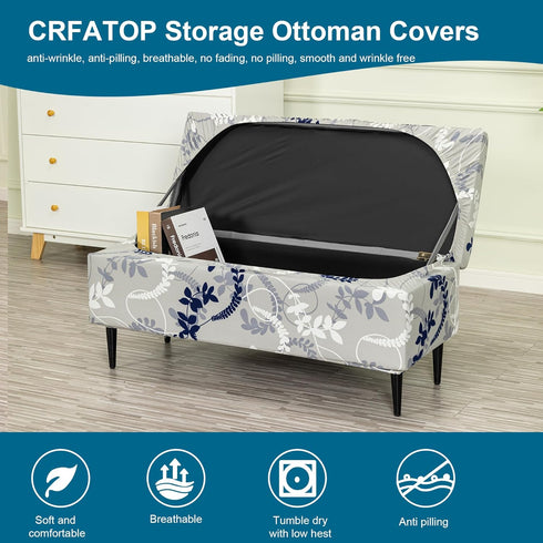 Bands,M,10 CRFATOP Printed Rectangle Ottoman Stool Cover Stretch Folding Storage Footstool Bench Slipcovers Upholstered
