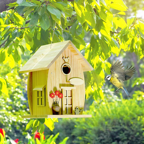 NESTO Wooden DIY Bird House Kit for Adults to Build, Outdoor Woodworking Crafts Freestyle Painting, Hanging Birdhouse