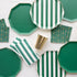 3-Ply Pack 20, 4.25" 7.75" Bonjour Fete Green Cabana Stripe Paper Guest Towels | Disposable, Napkins | Premium Party