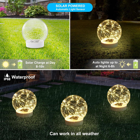6.5-inch Decor(1 Floating Pool Lights Solar Powered, Glow in The Dark Warm White Solar Globe Pool Lights That Float