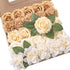 YYHUAWU White Artificial Flowers Combo Box Set, 25pcs Fake Flowers for DIY Wedding Bouquets (Champagne & White)
