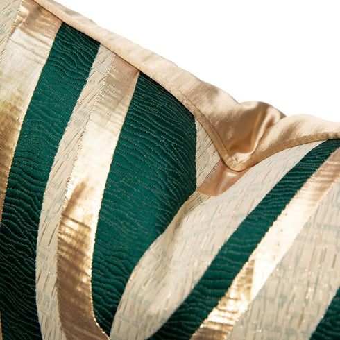 THE-TINOART 20x20 Inch Geometric Accent Throw Pillow Covers Emerald Green and Metallic Gold Jacquard Decorative Pillow
