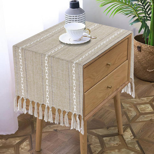 Bedside Table Runner 15.7 x 36 inches, Rustic Linen Small Coffee Table