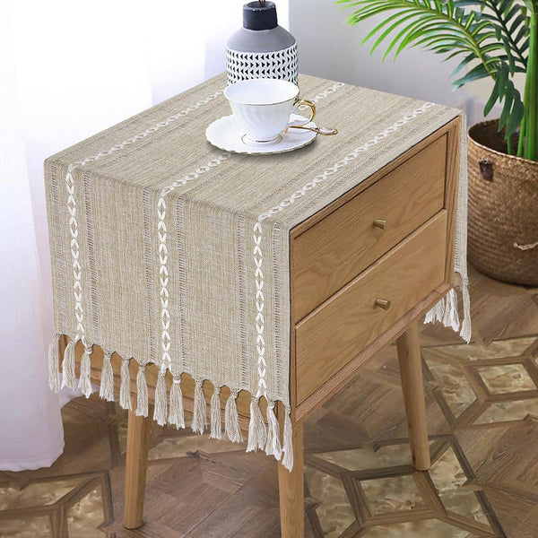 Bedside Table Runner 15.7 x 36 inches, Rustic Linen Small Coffee Table