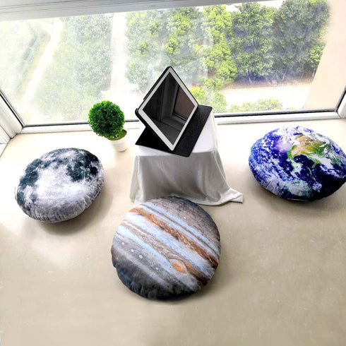 3 Piece Set Kids Space Planet Throw Pillow Covers, Decorative Cushion Cover, 15X15 Inch Round Accent Pillow Case