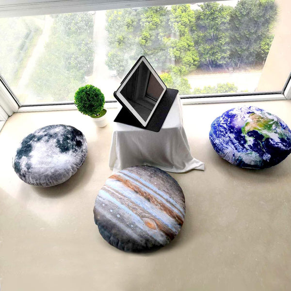 3 Piece Set Kids Space Planet Throw Pillow Covers, Decorative Cushion Cover, 15X15 Inch Round Accent Pillow Case