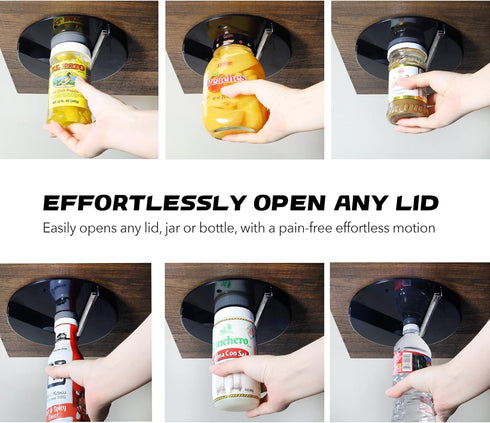 Easy Jar Opener for Weak Hands - Improved Design with Grip Tape to Prevent Slippage - Open Jars and Lids (Black)