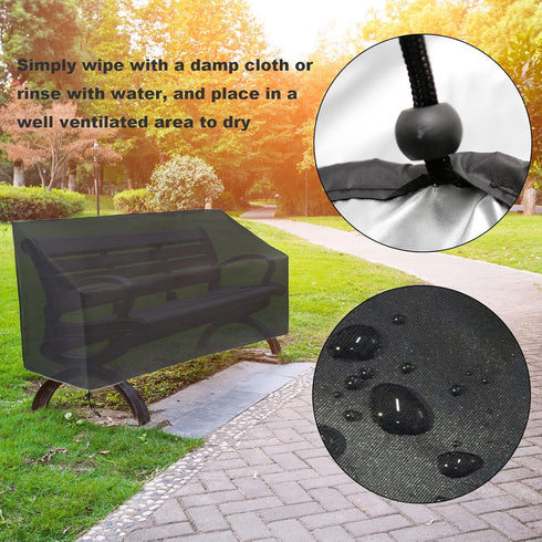 Hoypeyfiy Waterproof Oxford Fabric Patio Bench Cover - Black, Fits Standard Benches