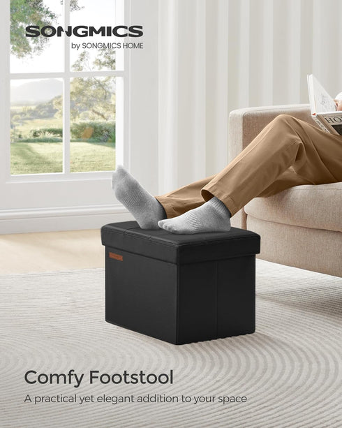 12.2 16.1 12.2 Inches, 286 lb ULSF100B01 SONGMICS Small Folding Storage Ottoman, Foot Rest Stool, Cube Footrest