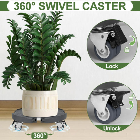 360 15-22 Inch 440lbs 1P ToLanbbt Plant Caddy Stand with Wheels Adjustable Rolling Plant Stand Heavy Duty Large Plant