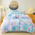 Besfunny Shaggy Fluffy Tie Dye Light Blue Comforter Cover Twin Set Faux