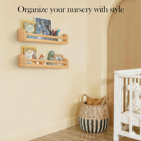 16.5 inch Set 2 Floating Nursery Book Shelves, Wall Book Shelves Kids Room, of Baby Shelves for Nursery Dcor, Ideal