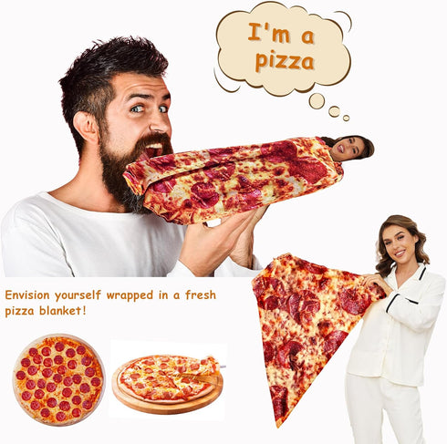 80 Inches, Pizza Blanket Adult Size Birthday Gifts for Her Him, Funny Gifts for Girlfriend Boyfriend, Novelty Pepperoni